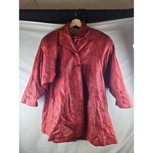 VTG Giovinezza Moda BY Rocco D’Amelio Red LEATHER 80s Size L / XL Jacket